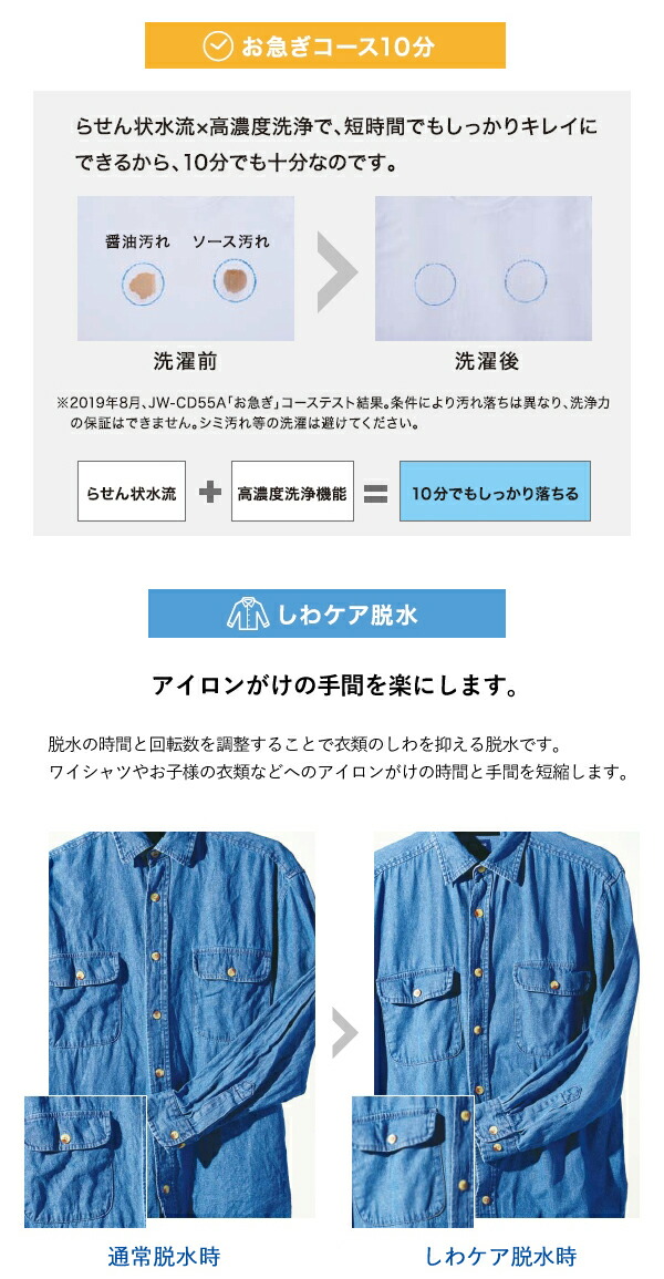 21新発 Ddインバーターモーター採用で低騒音 低振動を実現 10分洗濯のお急ぎコースやしわケア脱水など便利な機能が充実 ハイアール 5 5kg 生活家電 全自動洗濯機 予約タイマー Ddインバーター Jw Cd55a W 5 5kg ホワイト 夜でも使える 静か 洗濯機 上開き 21新発 Ddインバーターモーター採用で低騒音 低振動を実現 10分洗濯のお急ぎコースやしわケア脱水など便利な機能が充実 ハイアール 5 5kg 生活家電 全自動洗濯機 予約タイマー Ddインバーター Jw Cd55a W 5 5kg ホワイト 夜でも使える 静か 洗濯機 上開き