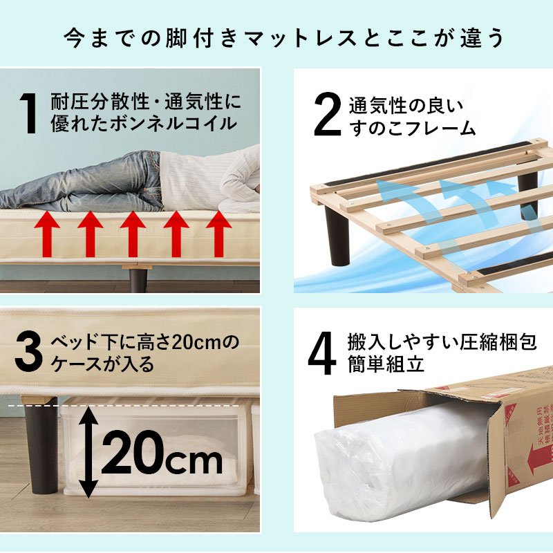 今までの脚付きマットレスとの違う特徴4選