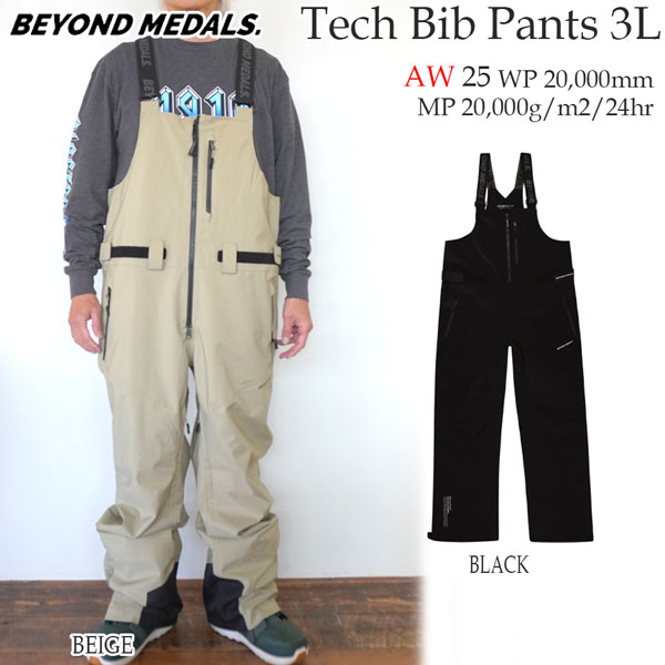 25-26 ビヨンドメダル テックビブパンツ3L BEYOND MEDALS TECH BIB PANTS 3L スノーボード お召しもの ズボン下 25-26-PT-BML