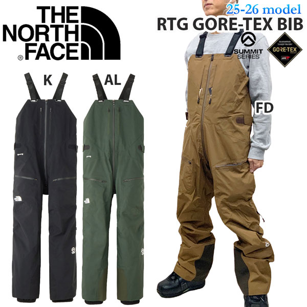 25-26 ザ 北の方人間の顔 アールティージーゴアテックスビブ THE NORTH FACE RTG GORE-TEX BIB スノーボード 御召しもの ズボン下 25-26-PT-腫瘍壊死因子 黒いこと 活動の領域赤銅色 アルパイン S M L XL XXL