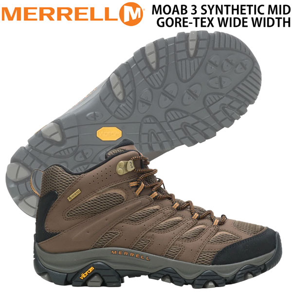メレル モアブ3シンセティックミッドゴアテックスワイド MERRELL MOAB 3 SYNTHETIC MID GORE-TEX WIDEWIDTH ウォーキング トレッキング 靴 地びた 7 7.5 8 8.5 9 9.5 10 EARTH