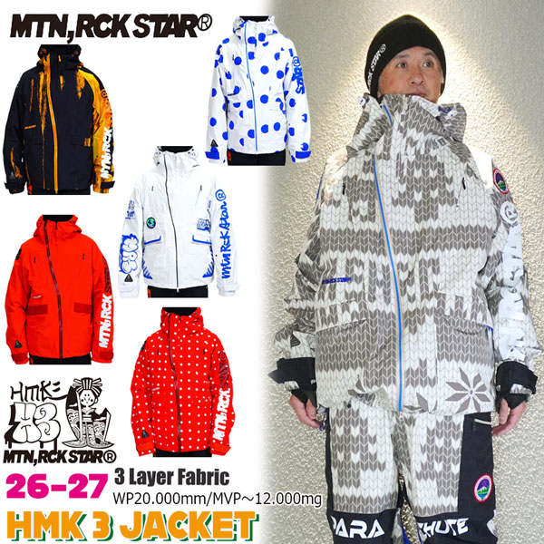 取っておく 26-27 MOUNTAIN ROCKSTAR HMK 3 JACKET マウンテンロックスター ハルマキ3上衣 スノーボードお召しもの 3度合い 雨合羽透湿 軽さ カービング 26-27-JK-MRS スクラップブック カウ頤 青色点点 ミニー スカーレット 白いこと喜歌劇