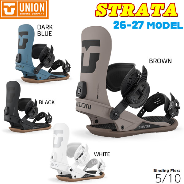 予約 26-27 UNION STRATA ユニオン ストラータ スノーボード ビンディング メンズ フリースタイル グラトリ パーク ミディアムフレックス 衝撃吸収 正規品 26-27-BD-UNI ブラック ホワイト ブラウン ダークブルー S M L｜登山専門店 遊岳人