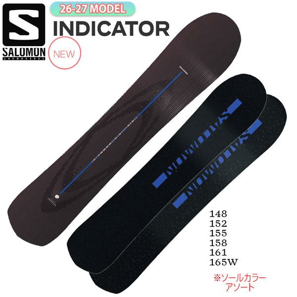 予約 26-27 SALOMON 26-27モデル SALOMON INDICATOR スノーボード サロモン インジケーター パウダー フリーライド カービング ディレクショナル 地形遊び メンズ 正規品 26-27-BO-SLM 148 452 155 158 161 165W｜登山専門店 遊岳人