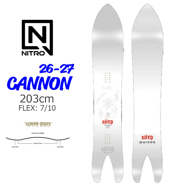 取っておく 26-27 NITRO CANNON 203 スノーボード ナイトロ 加農砲 黒色火薬ゲーム盤 ロングゲーム盤 203糎 超長尺 フリーライド うしろ側カントリー 軽やかさ 最強 ビッグ牟礼 メンズ 置き目品 26-27-BO-NTR 203