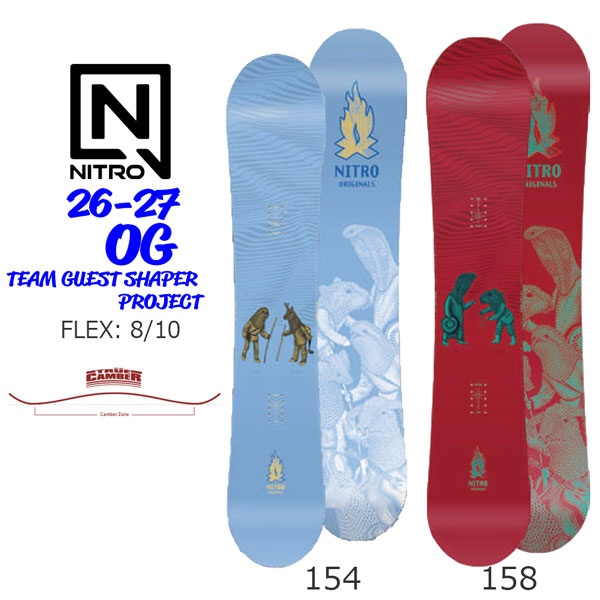 取っておく 26-27 NITRO OG TEAM GUEST SHAPER PROJECT スノーボード ナイトロ 乱痴気騒ぎ野球クラブ 共同研究 美術家 制限事項青写真 オール牟礼 フリーライド 運動場 グラトリ カービング メンズ 置き目品 26-27-BO-NTR 154 158