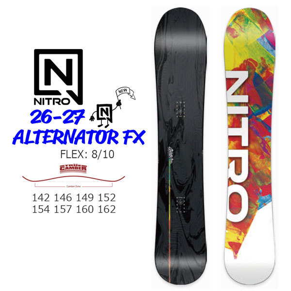 取っておく 26-27 NITRO ALTERNATOR FX スノーボード ナイトロ オルタネイターFX フリーライド カービング オール牟礼 ディレクショナル 弾丸道路釣りあい 鋭さ ハイスピード メンズ 置き目品 26-27-BO-NTR 142 146 149 152 154 157 160 162