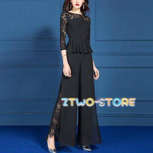 イブニングドレス ロングドレス 黒 パフスリーブ 長袖 発表会ドレス