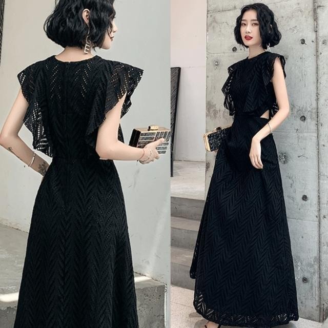 今めかしい寄りあい御召しもの ロング 黒 半袖 かっこいい 華燭の典 お呼ばれ 御召しもの ロング御召しもの 掻きならす会 告げ知らせる会 馬鹿でかい大きさ フォーマル 衣装