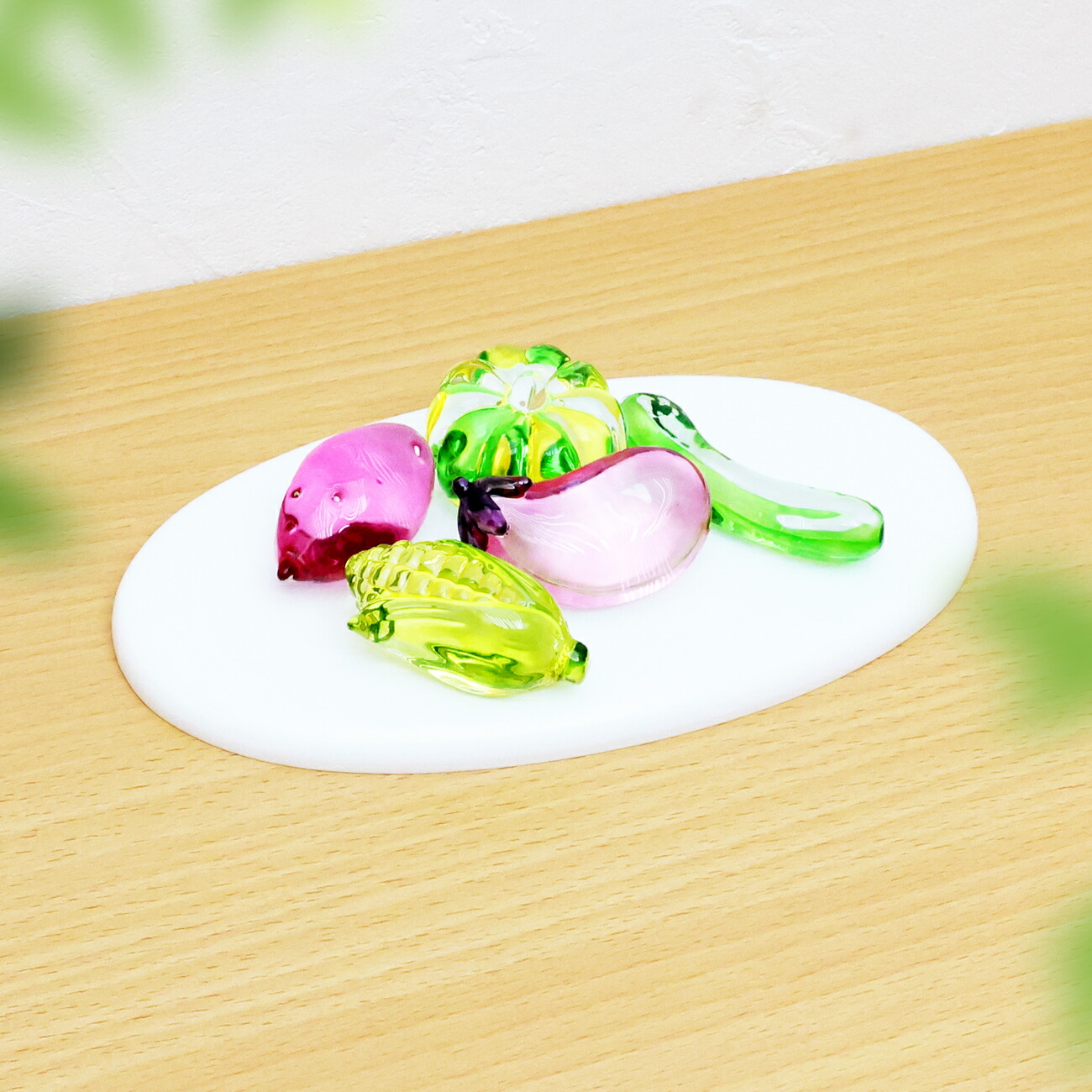 お盆飾り ガラス製 コンパクト 精霊馬 クリスタル 野菜5点セット 送料無料 招き猫ハンカチ 無料特典付 きゅうり なす ほおずき お盆供養 お盆用品 ペット 供養 おしゃれ かわいい 初盆セット ミニサイズ 仏具 京都 .お盆用品.