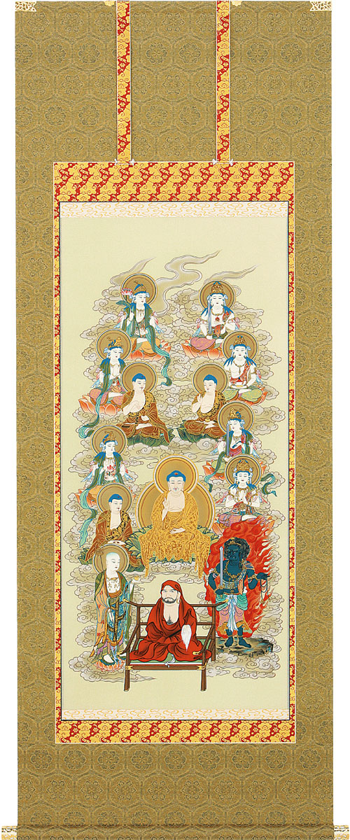 掛軸 掛け軸 禅宗用十三佛 伊藤香川 尺五アンド 約横63&times;縦151cm【送料無料】b1091 仏画 法事 法要 供養 仏事 仏間 初盆 追善供養 お盆 彼岸 お彼岸 命日 四十九日 初七日 三十三回忌｜結納屋さん