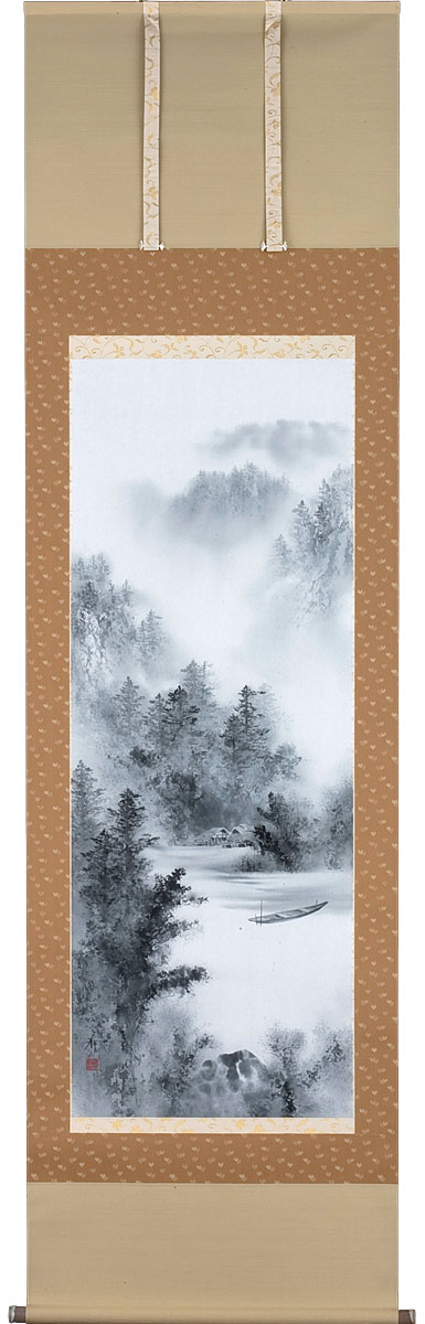 楽天市場】掛軸 掛け軸 水墨山水 中沢勝 尺五立 約横54.5×縦190cm