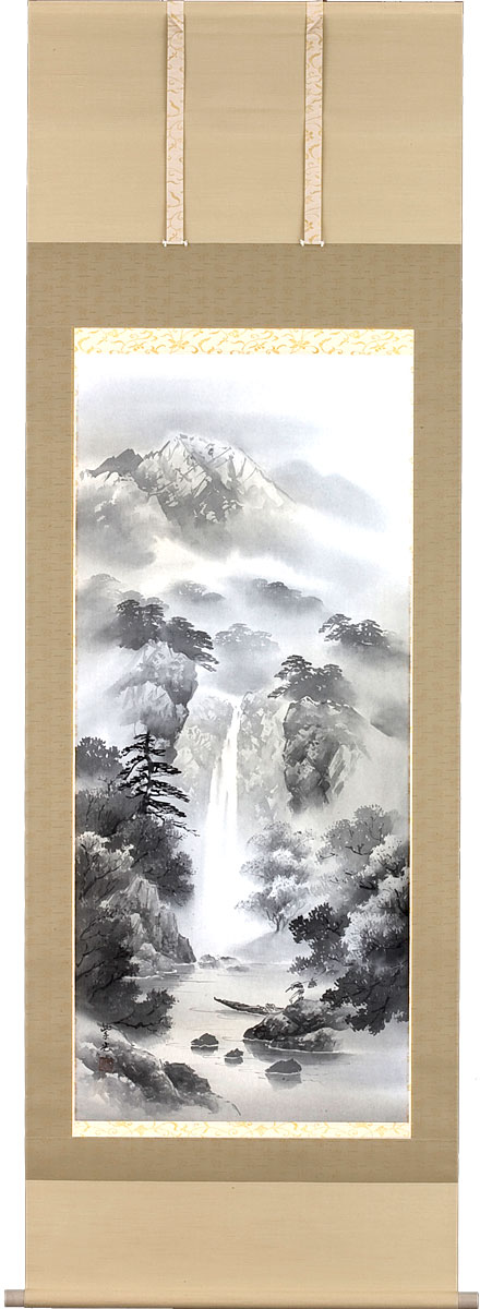 楽天市場】掛軸 掛け軸 水墨山水 中沢樹芳 尺五立 約横60×縦195cm