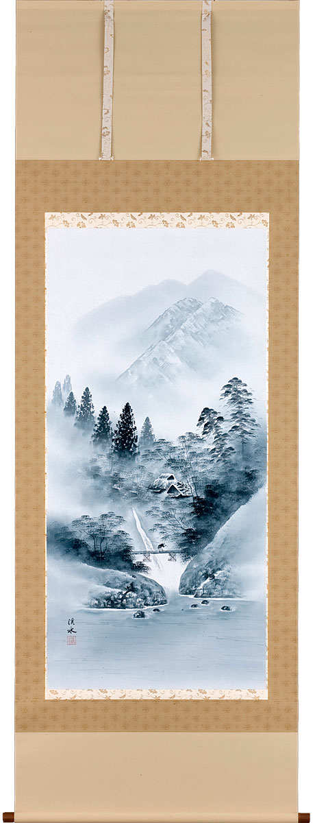 楽天市場】掛軸 掛け軸 水墨山水 木村挙山 尺八立 約横65×縦197cm