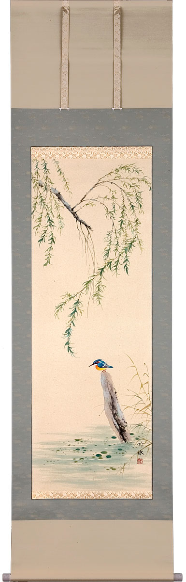 楽天市場】掛軸 掛け軸 夏用 翡翠 出口華凰 尺五立 約横59cm×縦