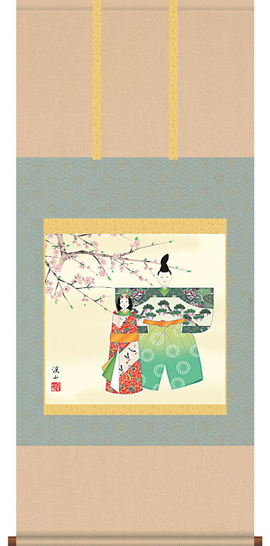 お雛様掛軸 掛け軸 伊藤渓山 立雛 【尺五横】約横54.5×縦120cm d4407 お雛様 お雛さま おひな様 おひなさま ひな祭り 雛祭り ひなまつり 桃の節句 ひな飾り 雛 ひな人形 雛人形 初節句 出産