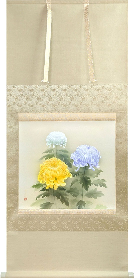 楽天市場】掛軸 掛け軸 白椿 中川幸彦 尺八横 約横72×縦144cm【送料