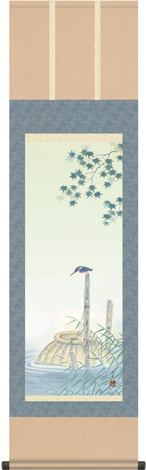 限定品掛軸 『川蝉 』尺八寸横 楽天市場】掛軸 掛け軸 夏用 川蝉 中川幸彦 尺八横 約横67cm×縦138cm