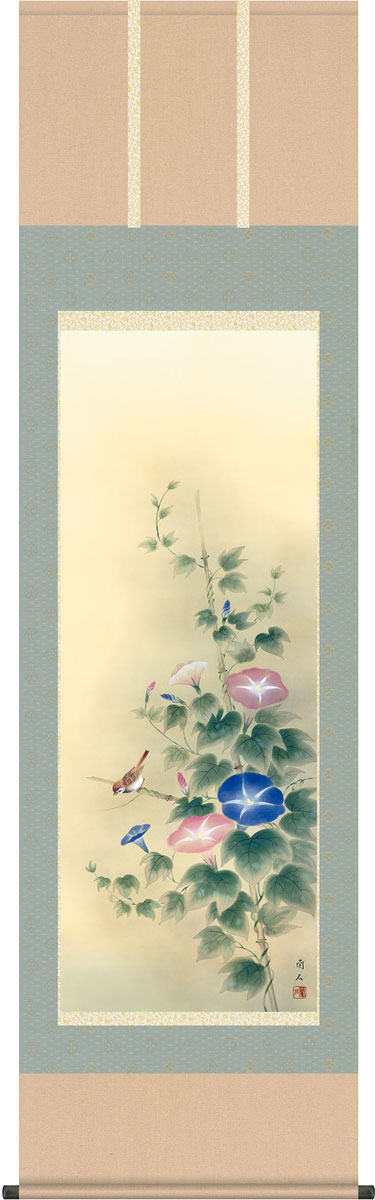 真作/高木富三/冨三/朝顔図/横物/夏の花/アサガオ/掛軸☆宝船☆AI-284 g4104top768.jpg