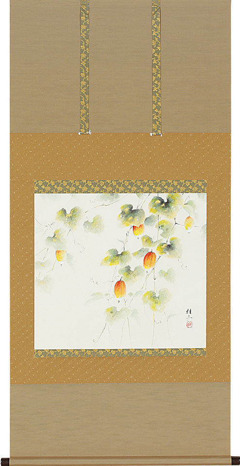 掛軸 掛け軸 秋用 烏瓜 佐藤桂三 尺八横 約横65cm×縦138cm【送料無料】p9657 秋 秋掛 秋掛け 花鳥 和室 和 床の間 和風 お祝い 御祝 贈答 贈り物