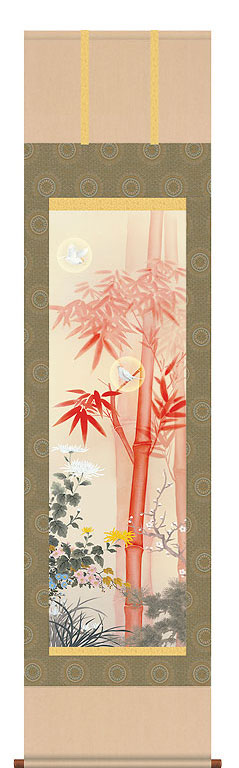 楽天市場】掛軸 掛け軸 鶴亀高砂吉兆図 西尾香悦 【尺五立・桐箱入り