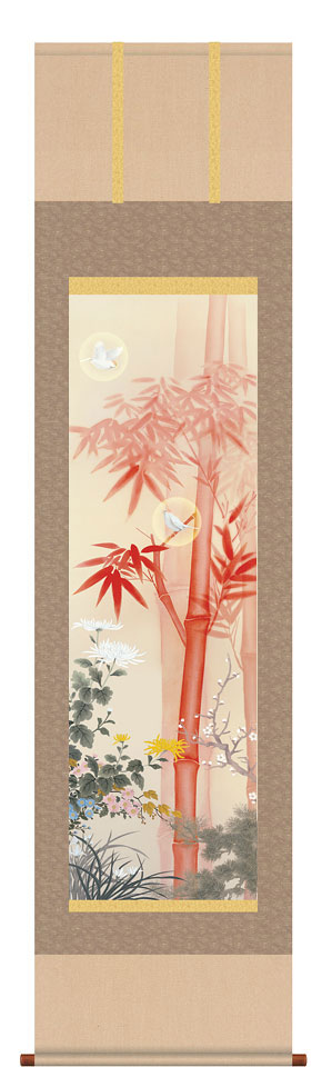 楽天市場】掛軸 掛け軸 鶴亀高砂吉兆図 西尾香悦 【尺五立・桐箱入り