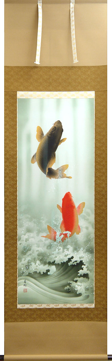 楽天市場】【色紙額】鯉の滝登り!中谷 文魚 横37×縦40cm 【送料 楽天市場】【色紙額】鯉の滝登り!中谷 文魚 横37×縦40cm 【送料