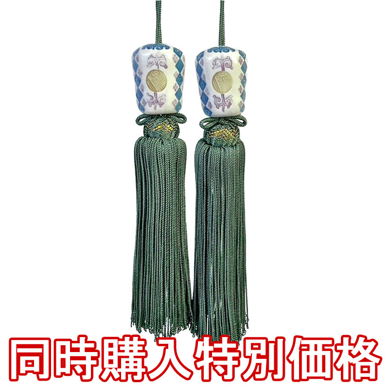 九谷　花詰　玉子　掛け軸　九谷焼　風鎮 九谷焼 風鎮 掛け軸用 青粒+金花詰(傑作)-百華園