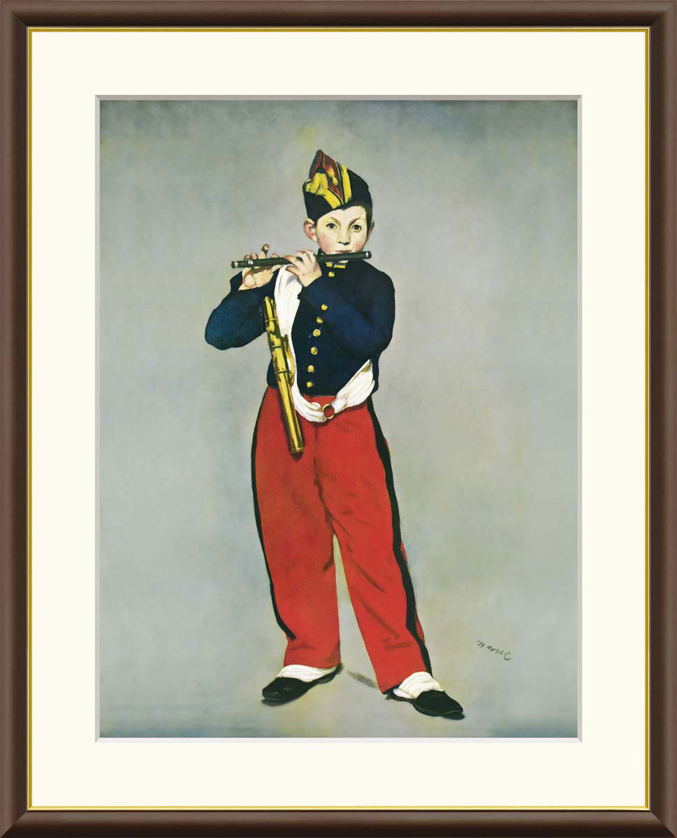 マネ 笛を吹く少年 【F8/F6/F4サイズ】（紐・フック付） F8・約縦61×横49.5cm F6・約縦52×横42cm F4・約縦42×横34cm【インテリアアート（額絵） 世界の名画】g5075 g5073 g5074 額入り アート リビング 玄関 プレゼント ギフト