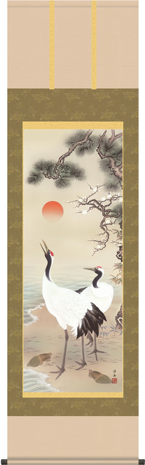 楽天市場】掛け軸 松竹梅鶴亀 (吉田瑞光) 送料無料 【掛軸】【一間床