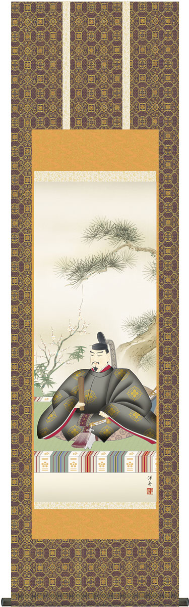 掛軸 掛け軸 天神 小野洋舟 尺三立 約横44.5cm&times;縦164cm g4687 お正月 正月 新年 菅原道真 道真公 慶祝 学業成就 学問 お祝い 御祝 贈答 贈り物｜結納屋さん
