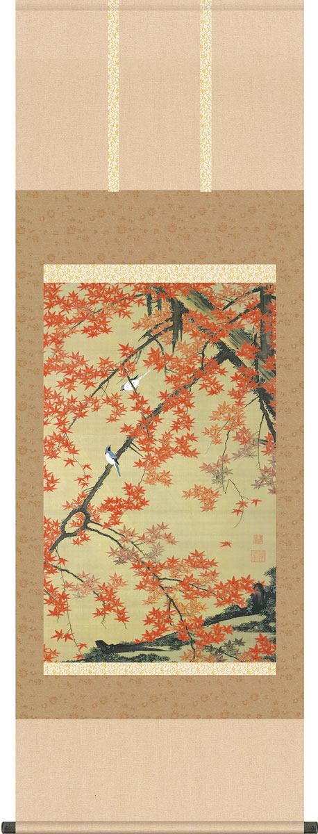 楽天市場】掛軸 掛け軸 老松孔雀図 伊藤若冲 尺五あんどん 約横54.5cm