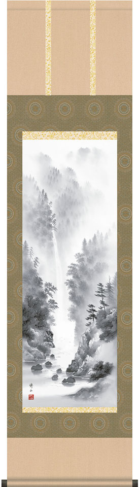 楽天市場】掛軸 掛け軸 水墨山水 平野秀峰 尺八立 約横71×縦190cm