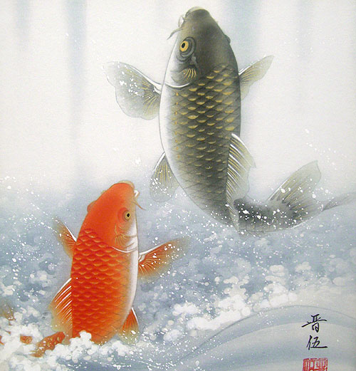 色紙額 鯉の滝登り 佐藤 晋伍 作 横37 縦40cm P5601ホビー 送料無料 アート 美術品 骨董品 民芸品 夫婦鯉滝登り サービス品です P5601 結納屋さん商品の在庫有ります 即日発送可能です