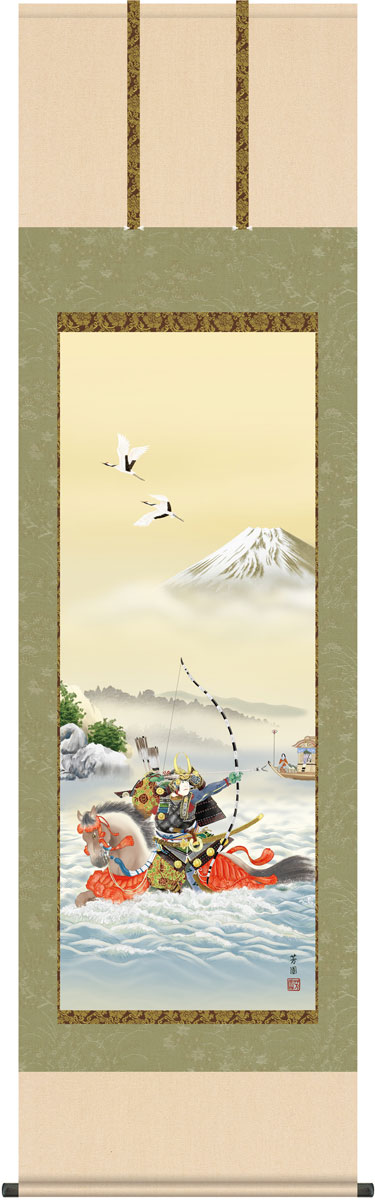 楽天市場】端午の節句掛軸 掛け軸 波上武者 石田芳園 【尺五立】g7437