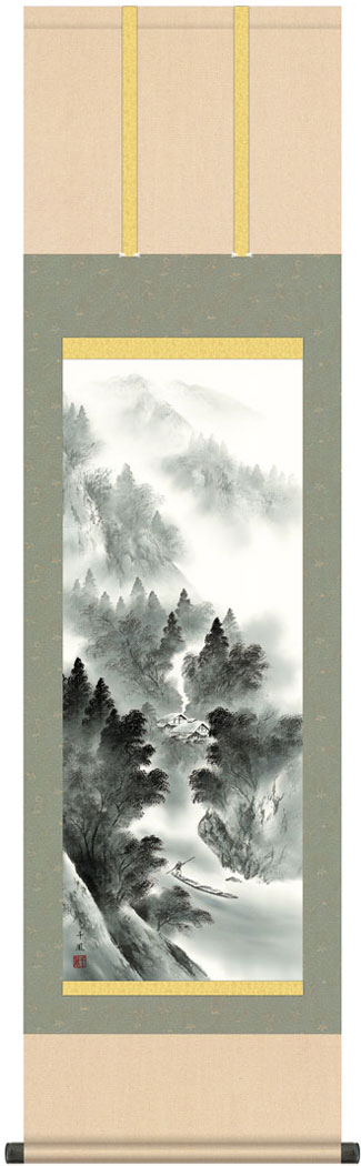 掛軸 掛け軸 悠景彩遷　 伊藤渓山 尺三立 約横44.5&times;縦164cm g6095 KZ3MB2-015 山水 風景 風水 事務所 店舗 移転 開店 開業 新築 落成 お祝い 御祝 贈答 贈り物｜結納屋さん 7,920円