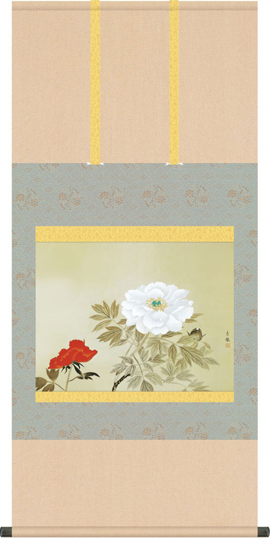 楽天市場】掛軸 掛け軸 牡丹 川端龍子 尺五横 約横54.5cm×縦113cm
