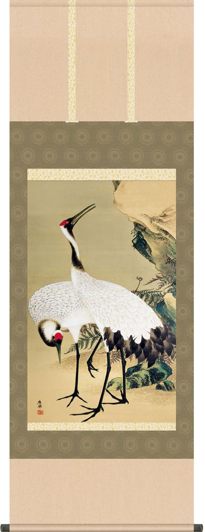 楽天市場】掛軸 掛け軸 牡丹孔雀図 円山応挙 尺五横 約横54.5cm×縦