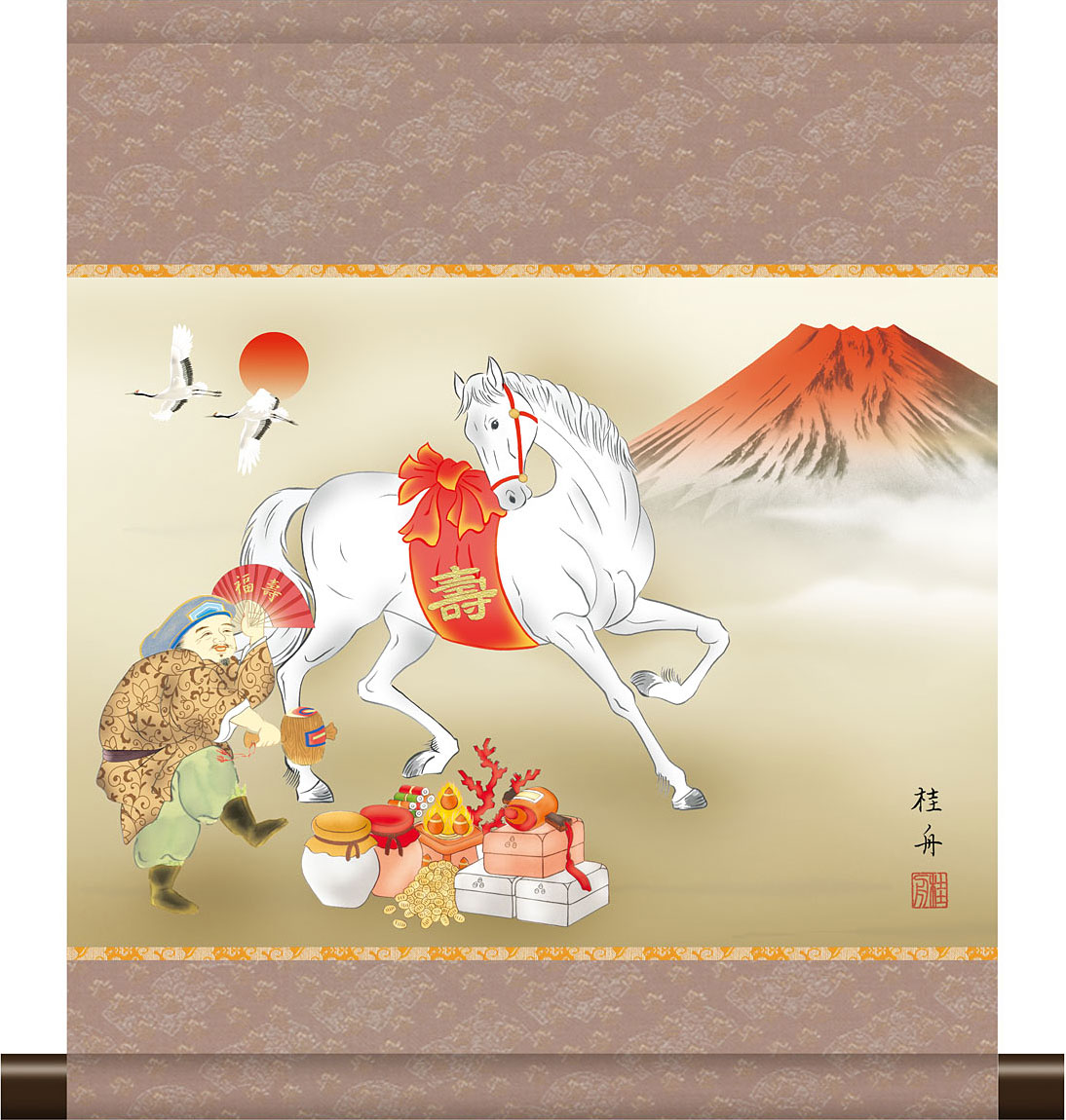 【来年は午年】掛軸　福駒　駿馬疾走図　力強い筆致　名品　馬　縁起物　芳春　美品 来年は午年】掛軸 福駒 駿馬疾走図 力強い筆致 名品 馬 縁起物 芳春 美
