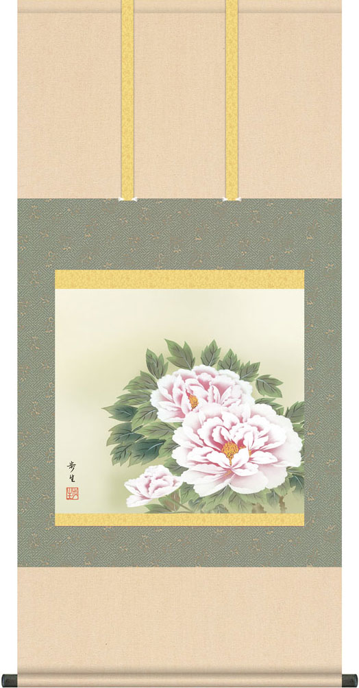 掛軸 掛け軸 春用 紅白梅に鶯 浮田秋水 尺五横 約横54.5cm×縦115cm【送料無料】 d8321 春 春掛 春掛け 花鳥 牡丹 富貴花 開運 縁起 吉祥 来客 和室 和 床の間 和風 お祝い 御祝 贈答 贈り物