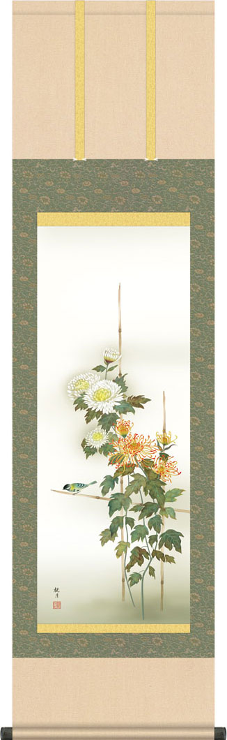 楽天市場】掛軸 掛け軸 秋用 菊花 森山観月 尺五立 約横54.5cm×縦190cm