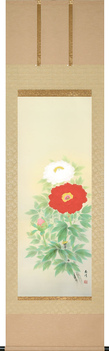 楽天市場】掛軸 掛け軸 【限定品】春用 紅白牡丹図 広森雄山 尺