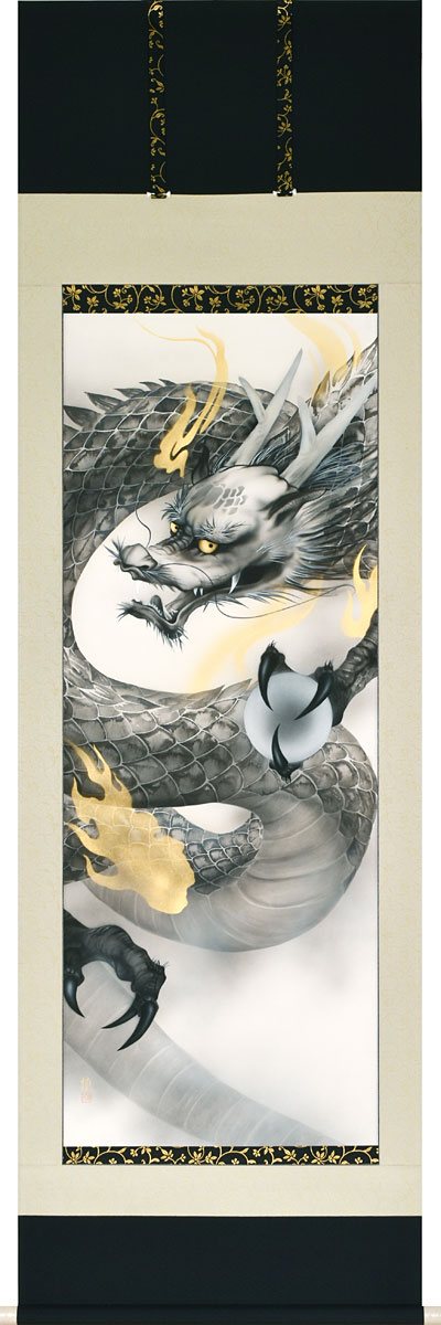 美品　掛け軸　今井玲豊作 昇り鯉 日本画 鯉 掛軸 楽天市場】掛け軸 開運金龍 (今井玲豊) 送料無料 【掛軸】【一間