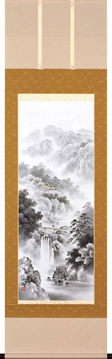 楽天市場】掛軸 掛け軸 水墨山水 村上和義 尺五立 約横54.5×縦190cm
