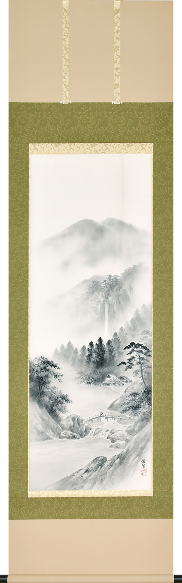 楽天市場】掛軸 掛け軸 水墨山水 村上和義 尺五立 約横54.5×縦190cm