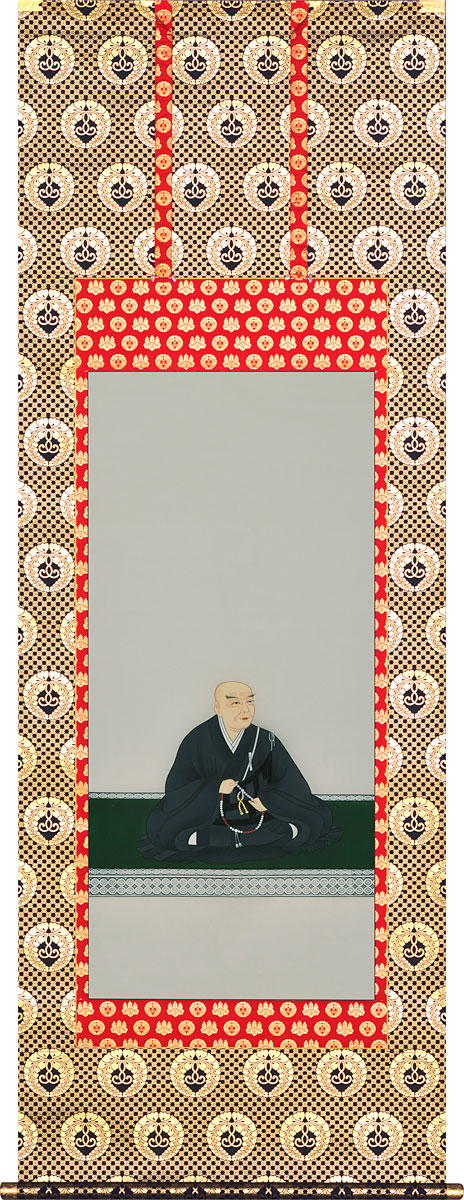 掛軸 掛け軸  蓮如聖人君子 加藤鳳文 尺八立 約横66×縦191糎【貨物輸送無料】p9977 浄土真宗 仏画 法事 法要 供養 仏事 仏間 初盆 追善供養 御盆 大悟 お大悟 命日