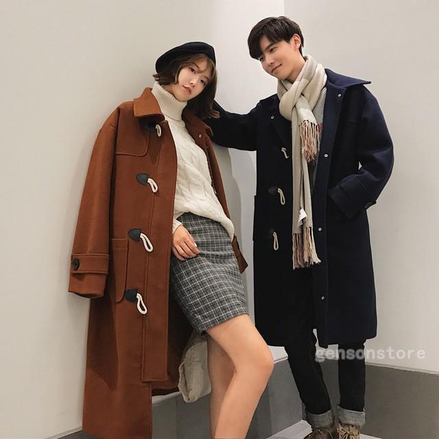 ダッフルコート カップルお揃い メンズ レディース ステンカラー ロングコート 大きいサイズ アウター 韓国ファッション ラシャコート 牛角ボタン 通勤 通学｜YuiShop オンライン店