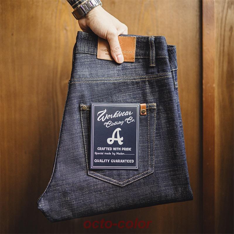 13.5薬局衡オンス DENIM ジーンズ ジーンズズボン下 メンズ 伸ばすこと デニム 赤耳 引っ切り無い ジーパン ヴィンテージ セルビッチ 馬鹿でかい大きさ インディゴ G食麺麭 ズボン