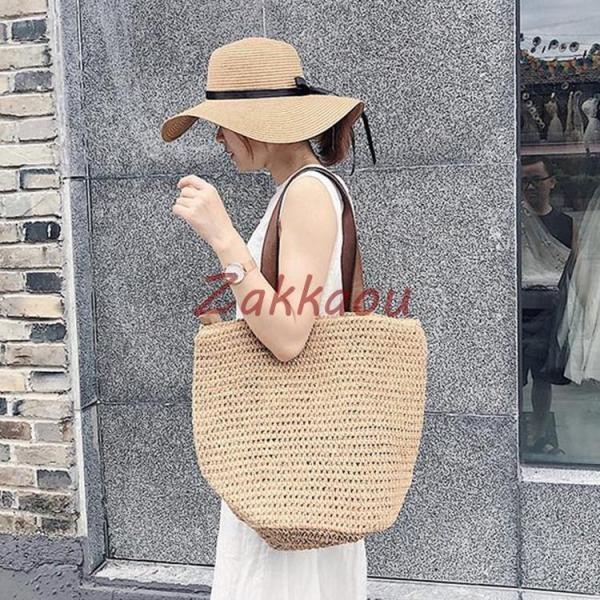 かご御徒面子 レディース トートバッグ かんかん帽御徒面子 ピクニック 海 砂浜 夏御徒面子 かんかん帽御徒面子 軽さ 愛くるしい 草編み御徒面子 オシャレ