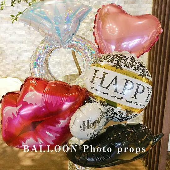 バルーンフォトプロップス 6本セット結婚式 お誕生日 開店祝い 出産祝い インテリア バルーン電報 おむつケーキ ドライフラワー プリザーブドフラワー バルーン バルーンフラワー バルーンアレンジ フラワーバルーン とっても可愛い写真が取れる スティックタイプの